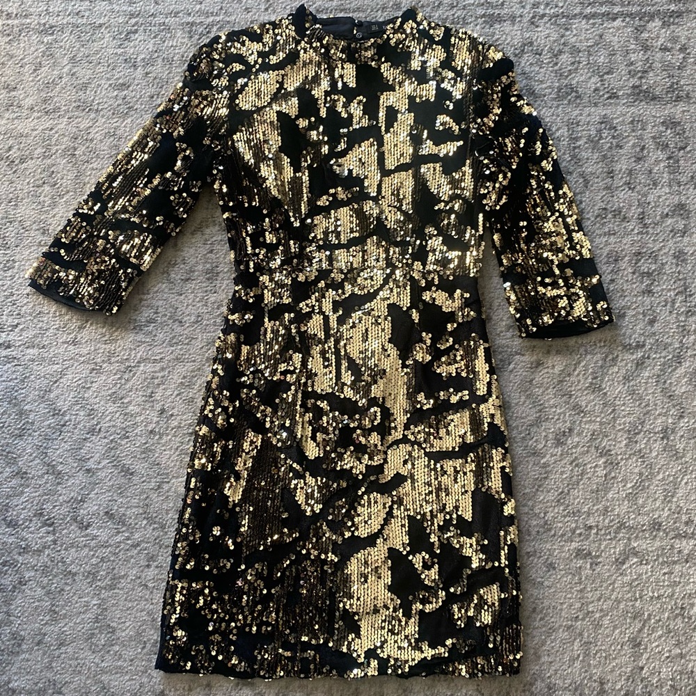 Zara Sequin Long Sleeve Dress
